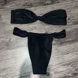 Hard Swimwear Black Strapless Bikini Set